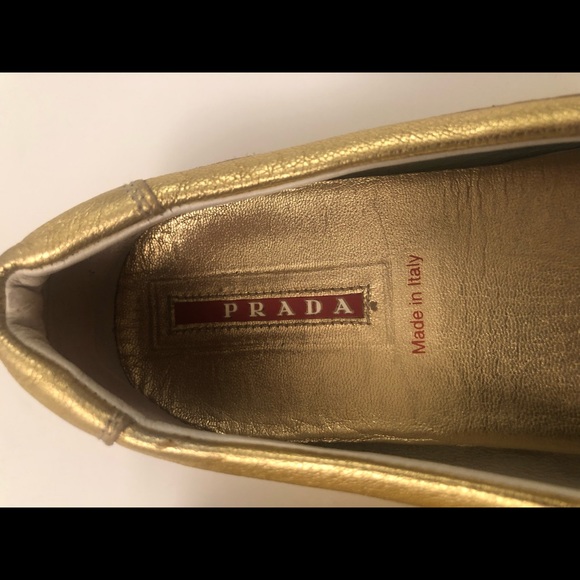 Prada Gold Leather Flats - Picture 12 of 15